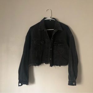 cropped black denim jacket